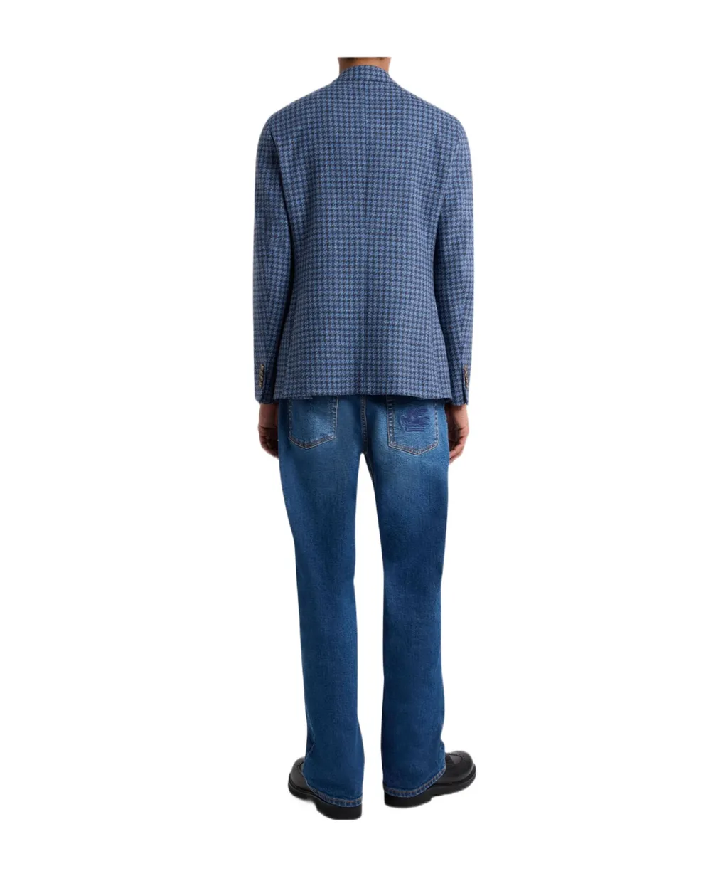 Wool-Blend Houndstooth Jacket