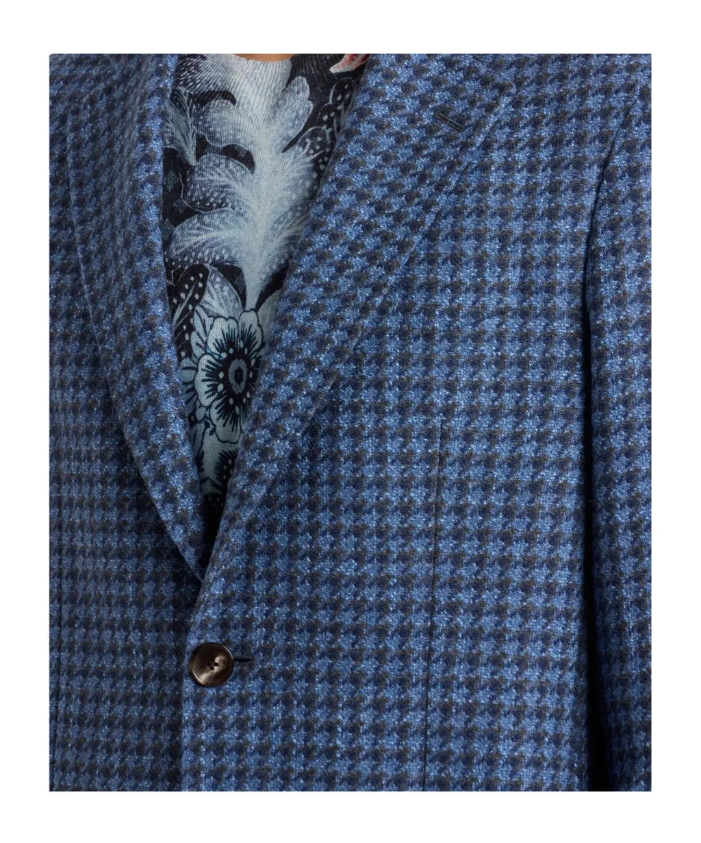 Wool-Blend Houndstooth Jacket
