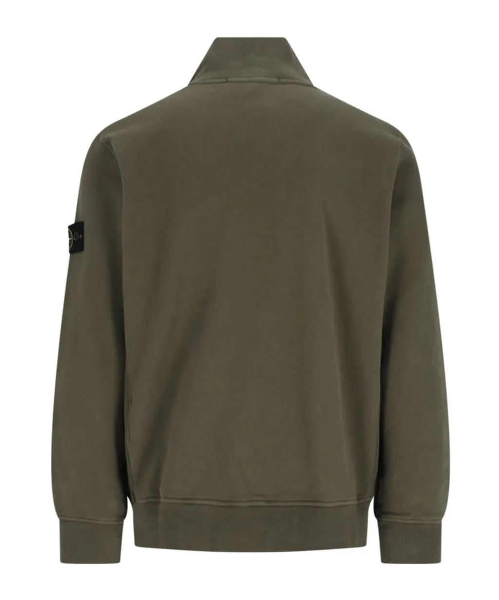 Stone Island Logo Patch Half-Zipped Sweatshirt