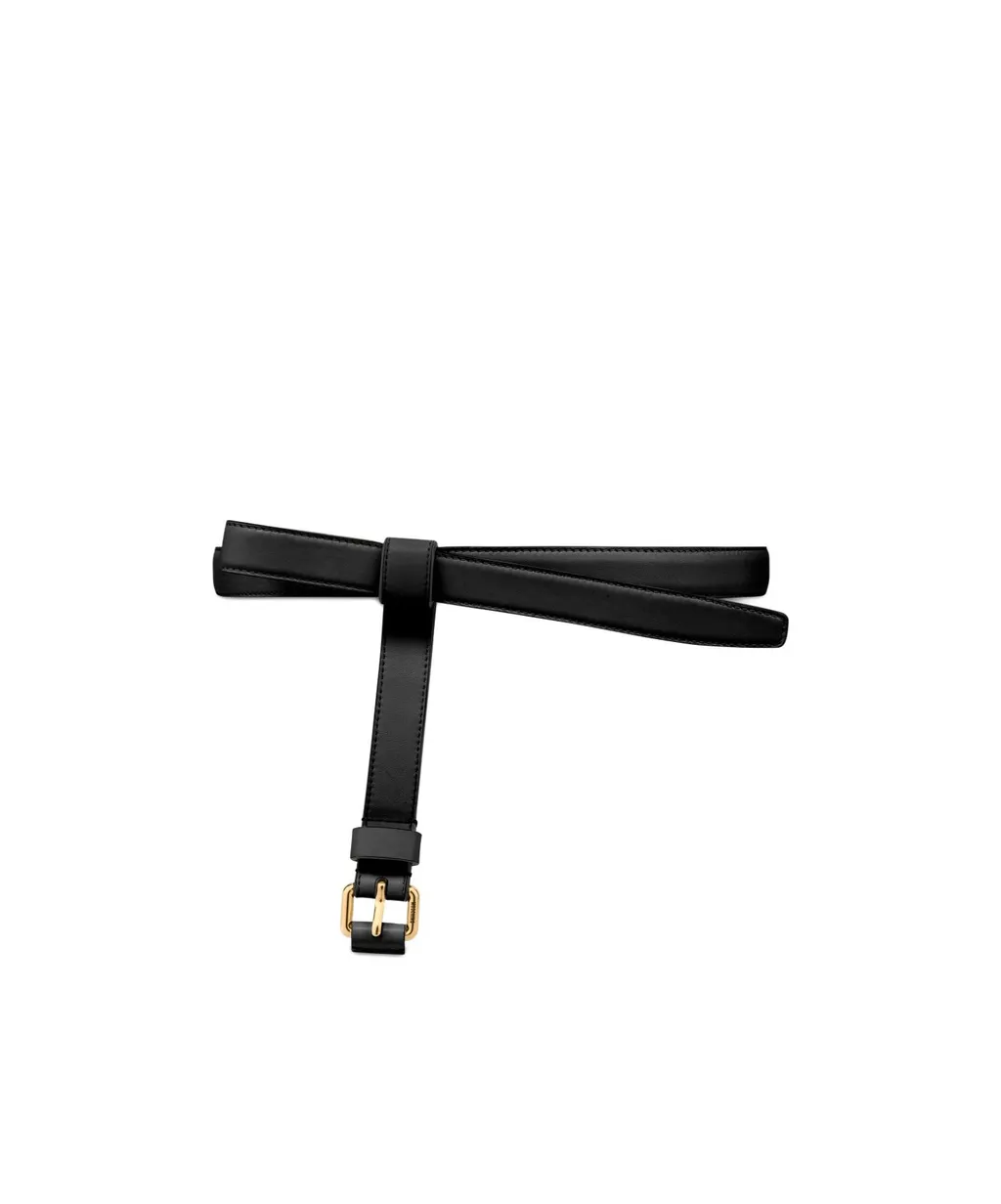 Bow-Detail Leather Belt