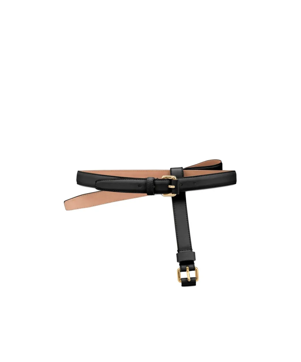 Bow-Detail Leather Belt