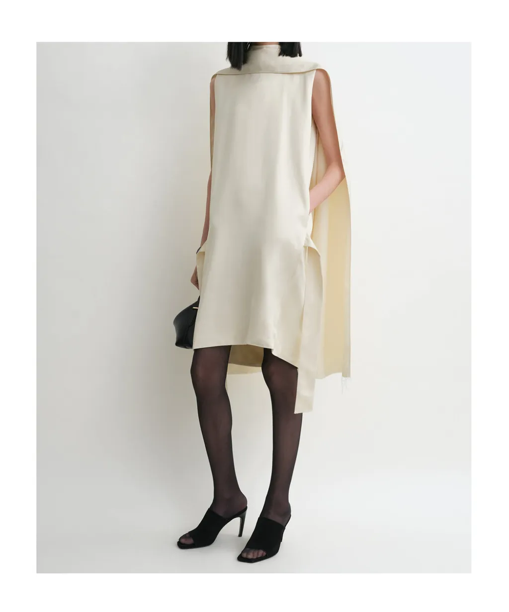 Raw-Edge Silk Dress