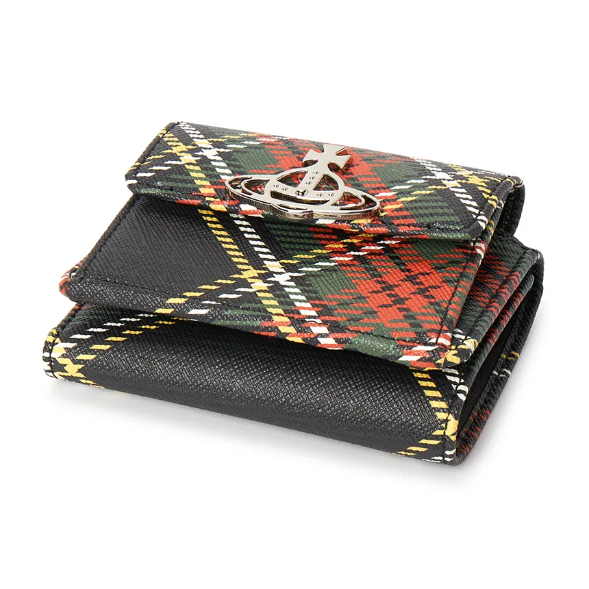 Tartan-Print Orb Wallet