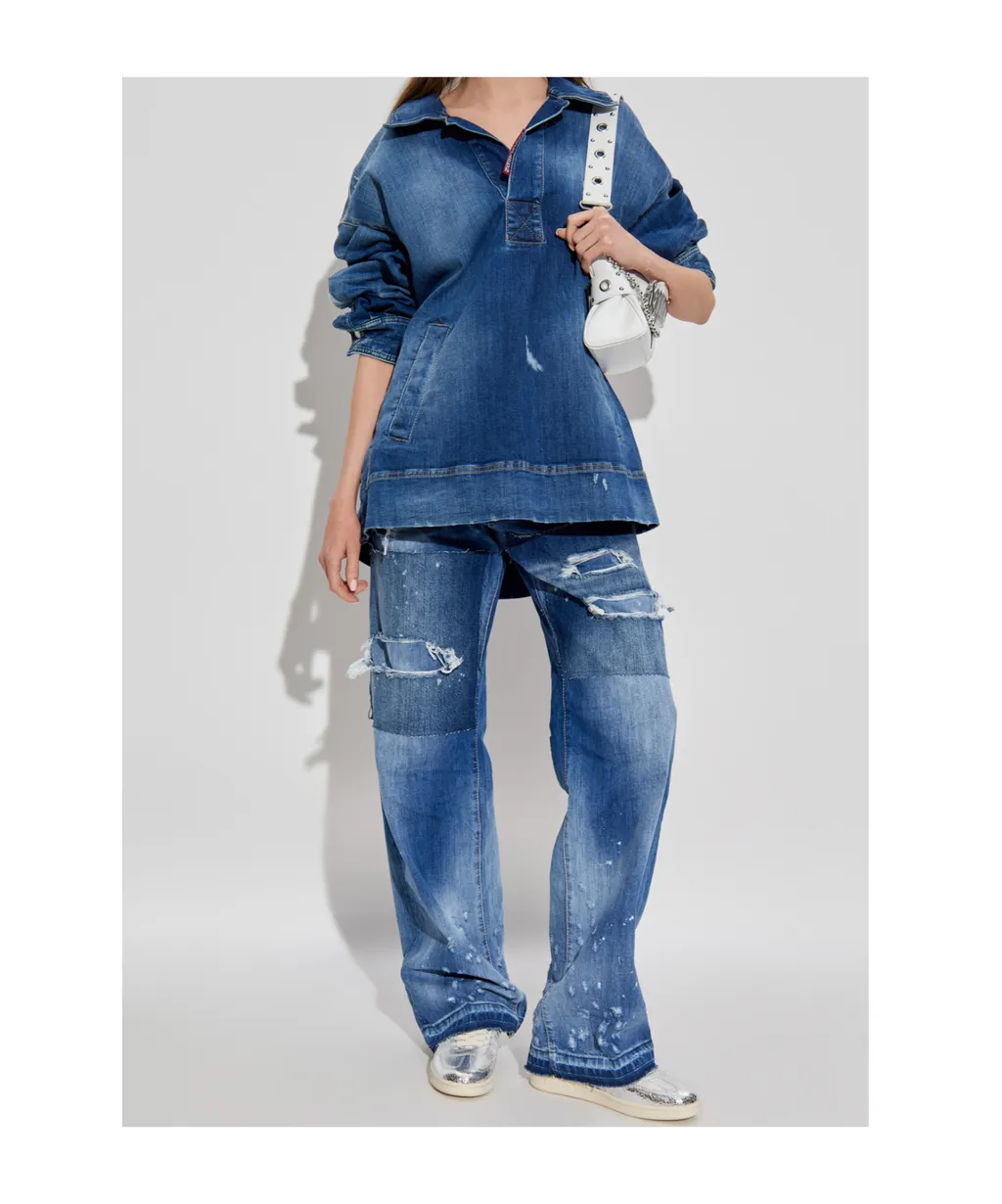 Dsquared2 Distressed Straight-Leg Jeans