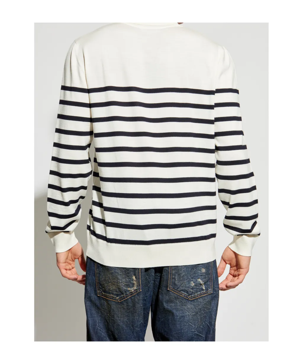 Dsquared2 Logo Embroidered Striped Knit Polo Shirt