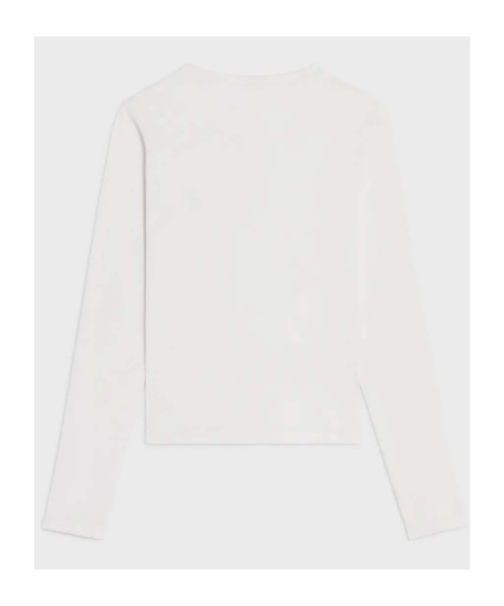 Long Sleeved T-Shirt In Ribbed Cotton Jersey
