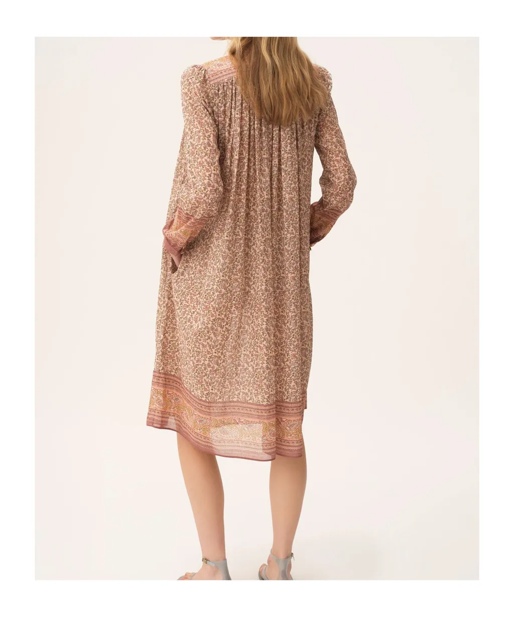 Floral-Print Gathered-Detail Midi Dress