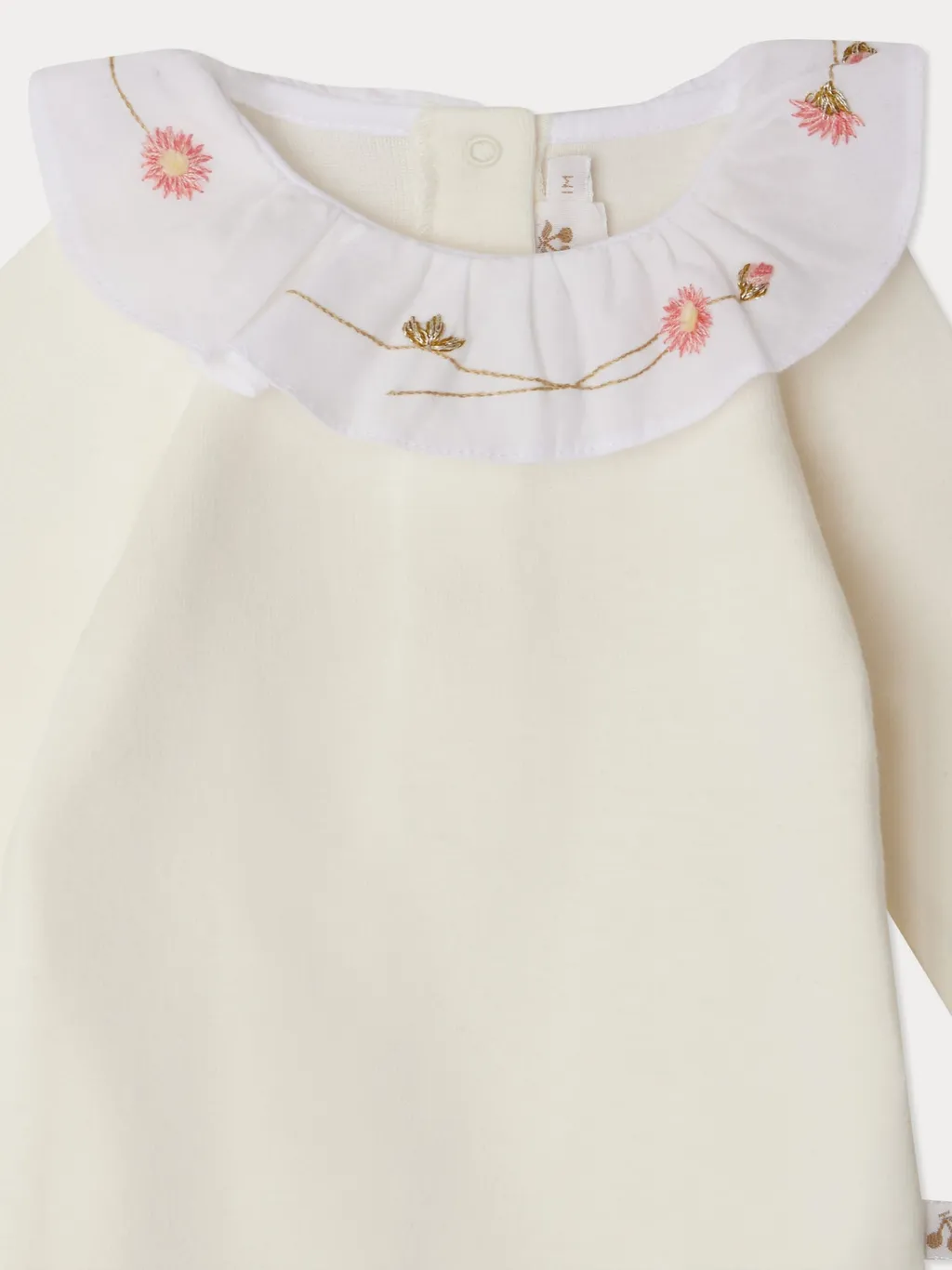 June Organic Cotton Daisy Embroidered Collar Bodysuit