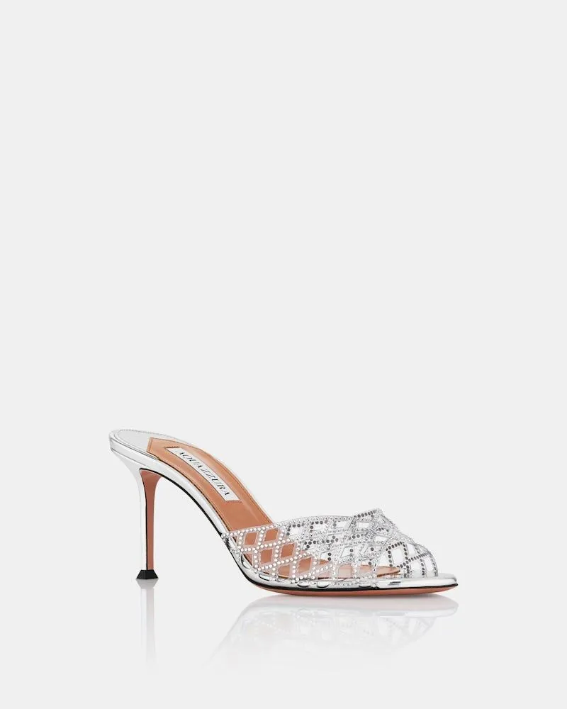 75Mm Crystal-Embellished Lattice Mules