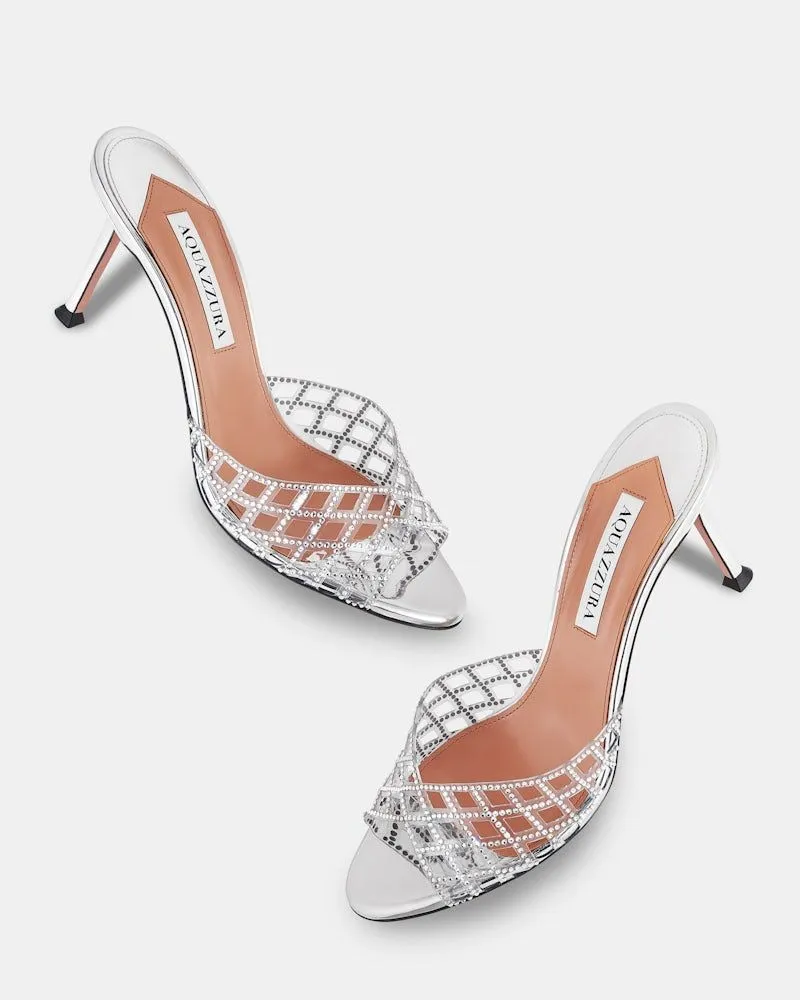 75Mm Crystal-Embellished Lattice Mules