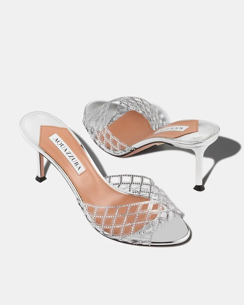 75Mm Crystal-Embellished Lattice Mules