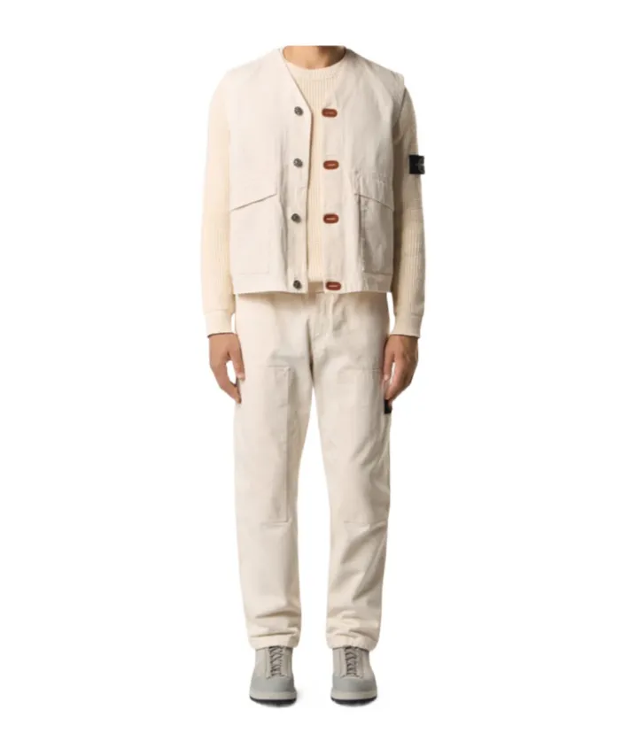 Vest With Button Fastening And Rubber Patches