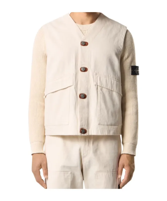 Vest With Button Fastening And Rubber Patches