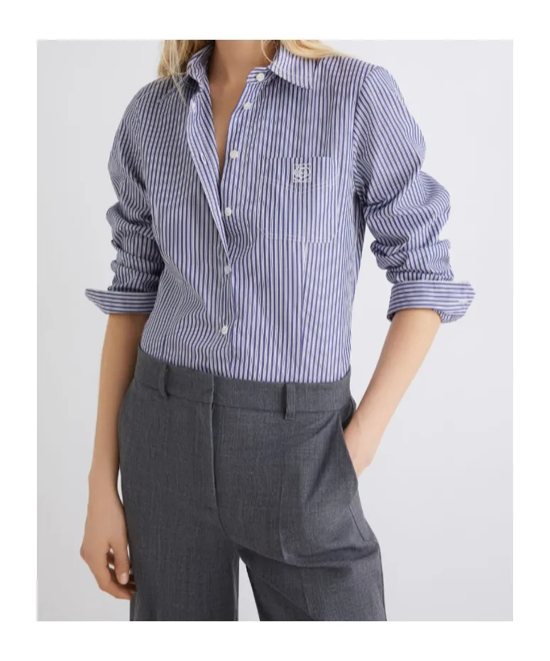 Feminine Cotton Shirt - Navy