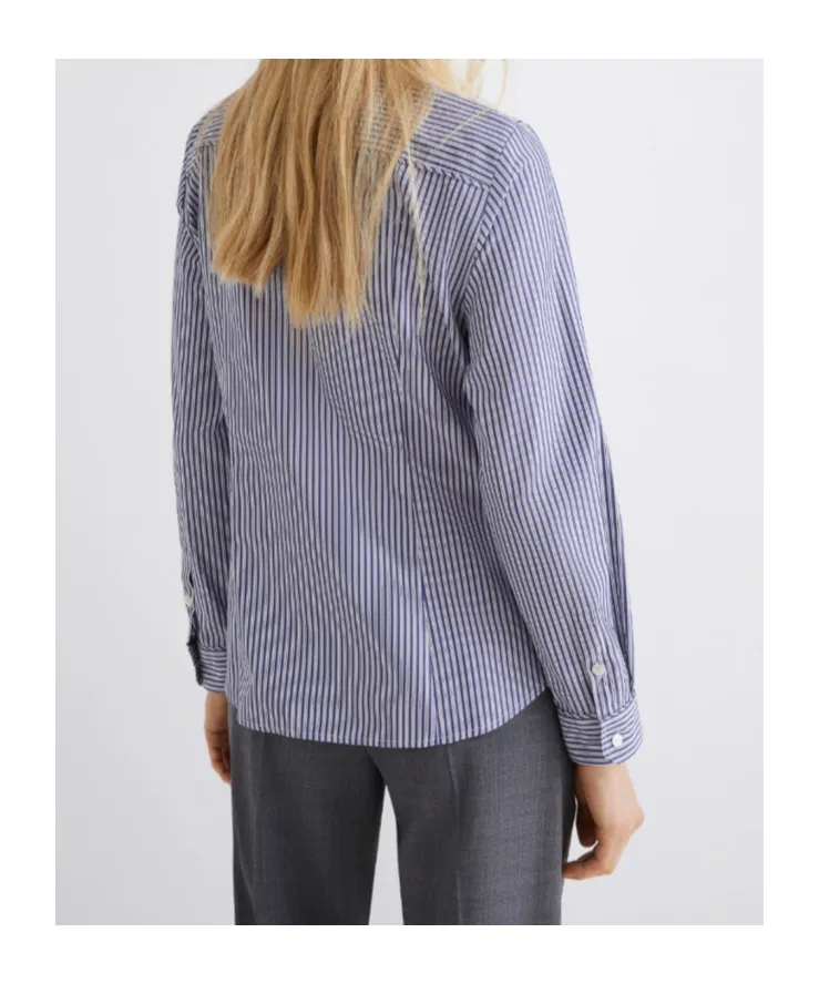 Feminine Cotton Shirt - Navy