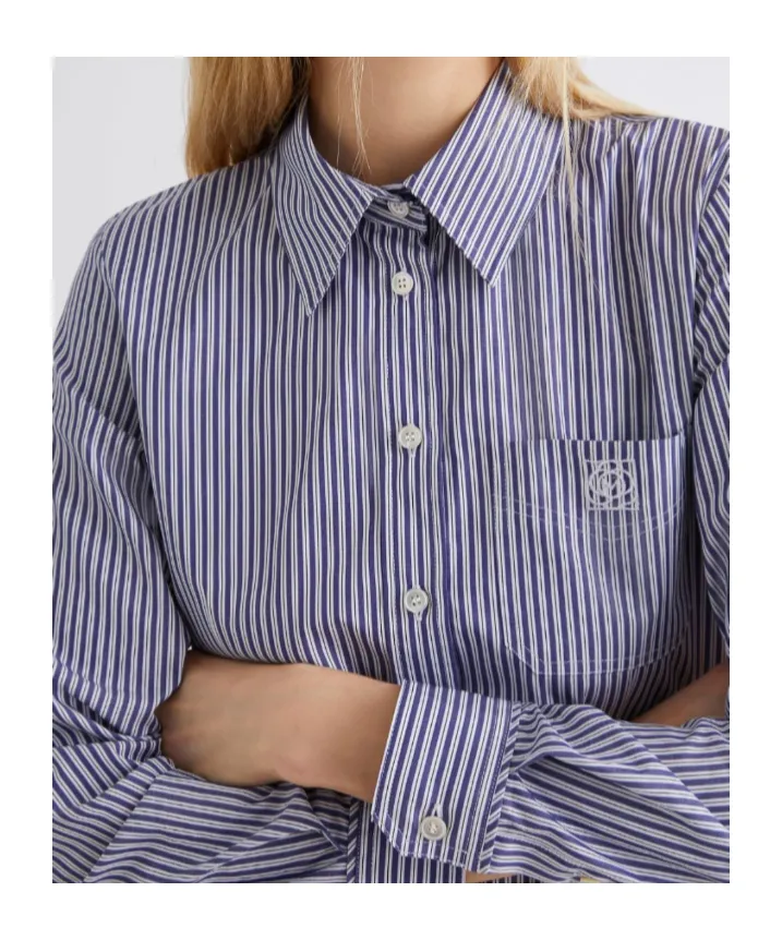 Feminine Cotton Shirt - Navy