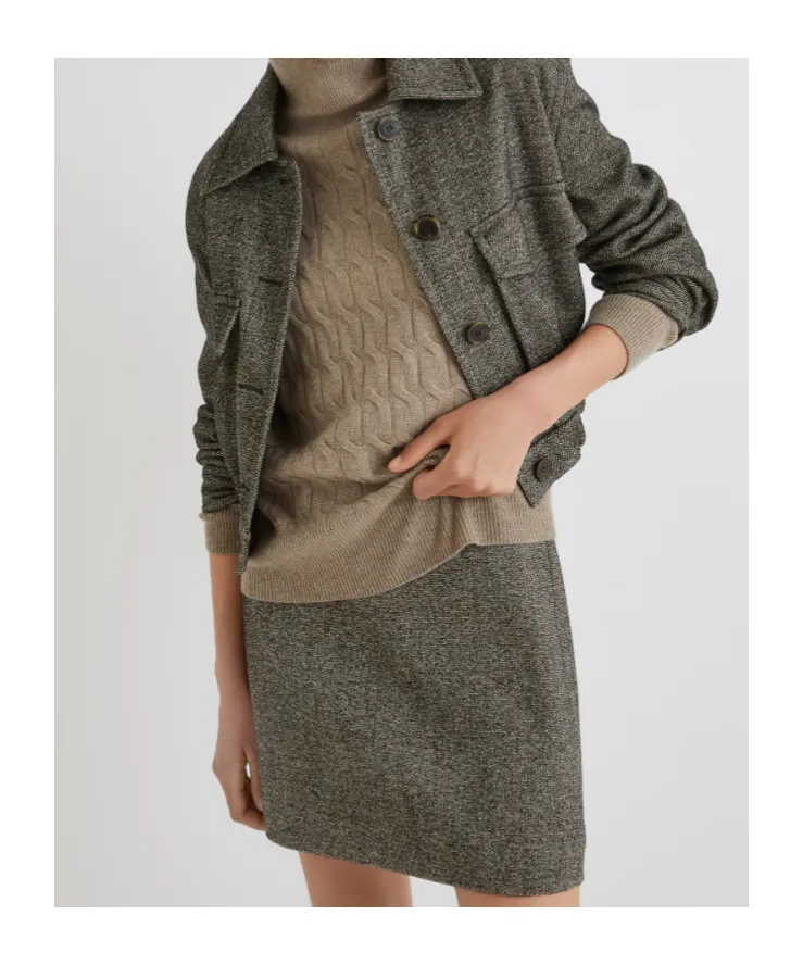 Cashmere-Blend Mock Polo-Neck Sweater - Mud