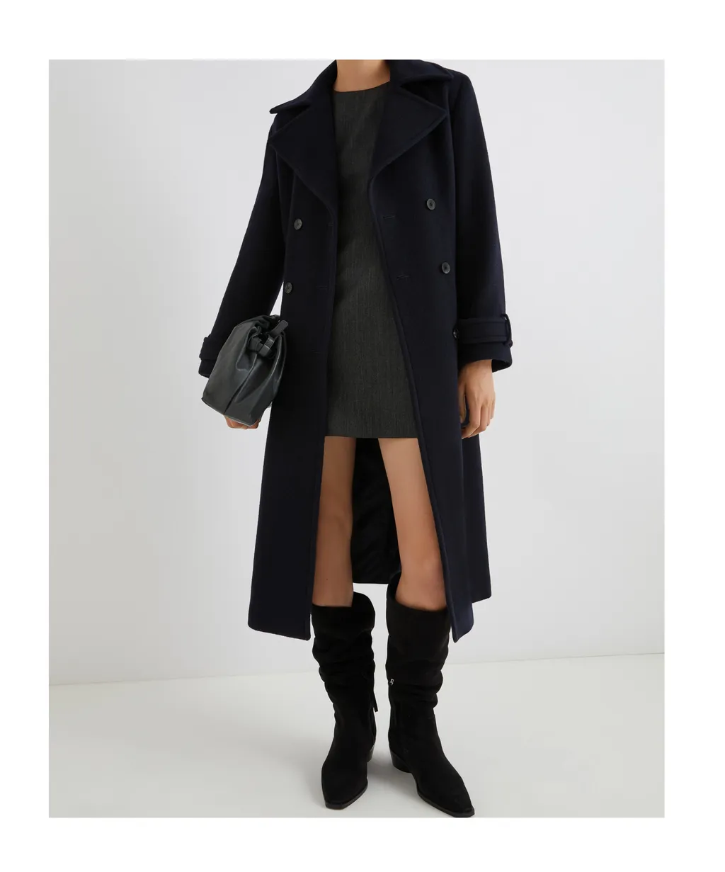 Double-Breasted Coat With Tab Detail