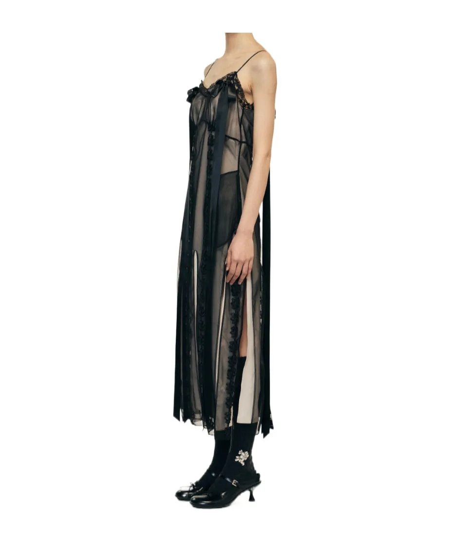 Simone Rocha Layered Ribbon Daisy Chain Multi Slit Dress