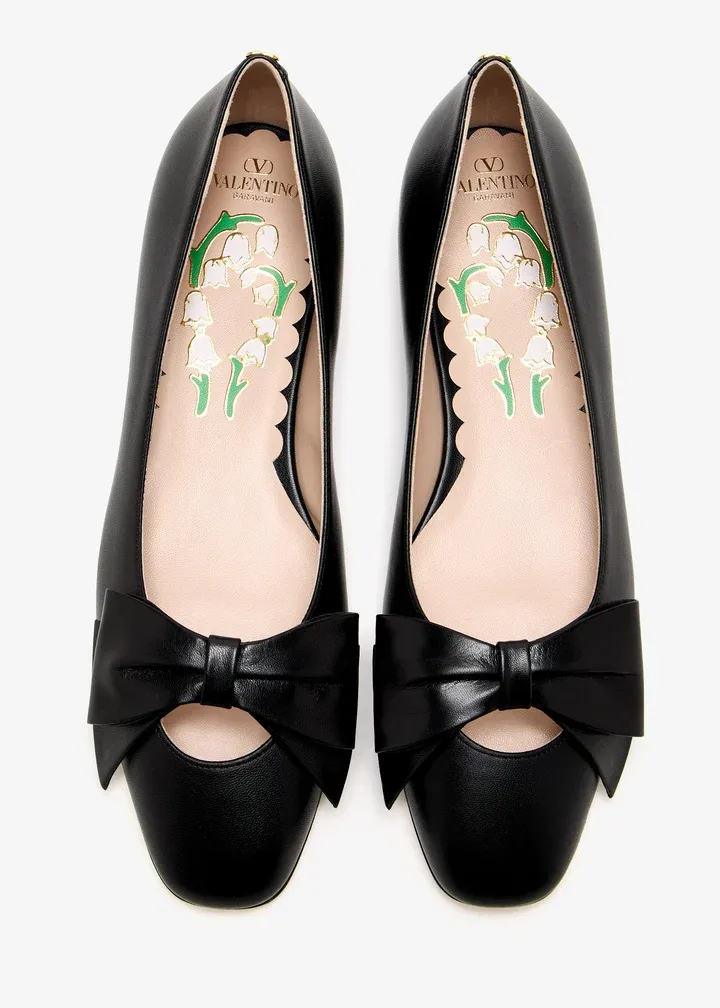 Valentino Bowow Round Toe Slip-On Ballet Flats