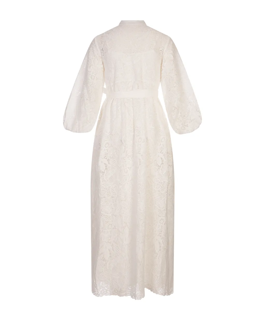 Long-Sleeve Belted Midi Dress