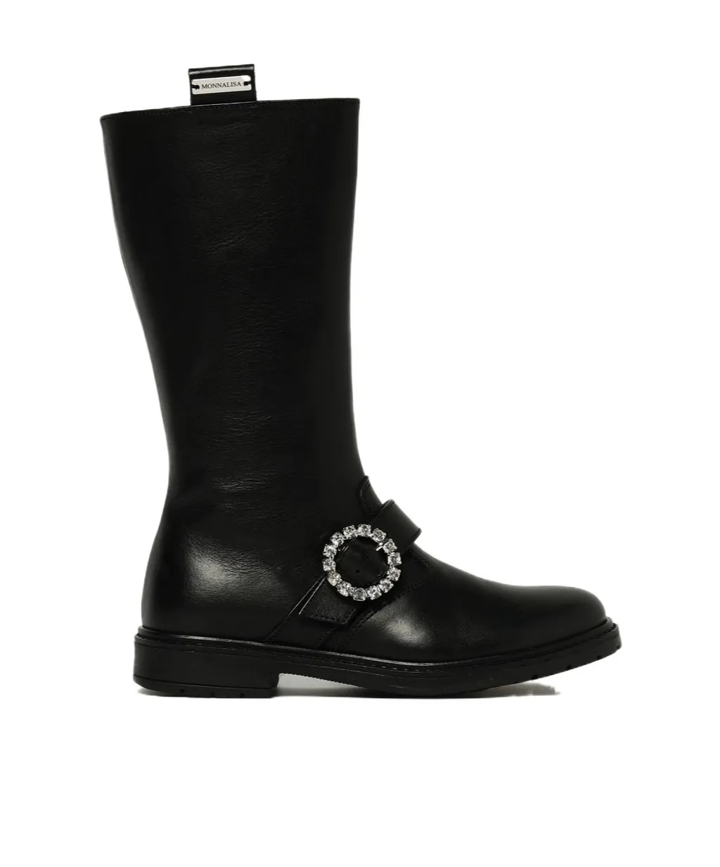 Monnalisa Embellished Pull-On Knee-High Boots