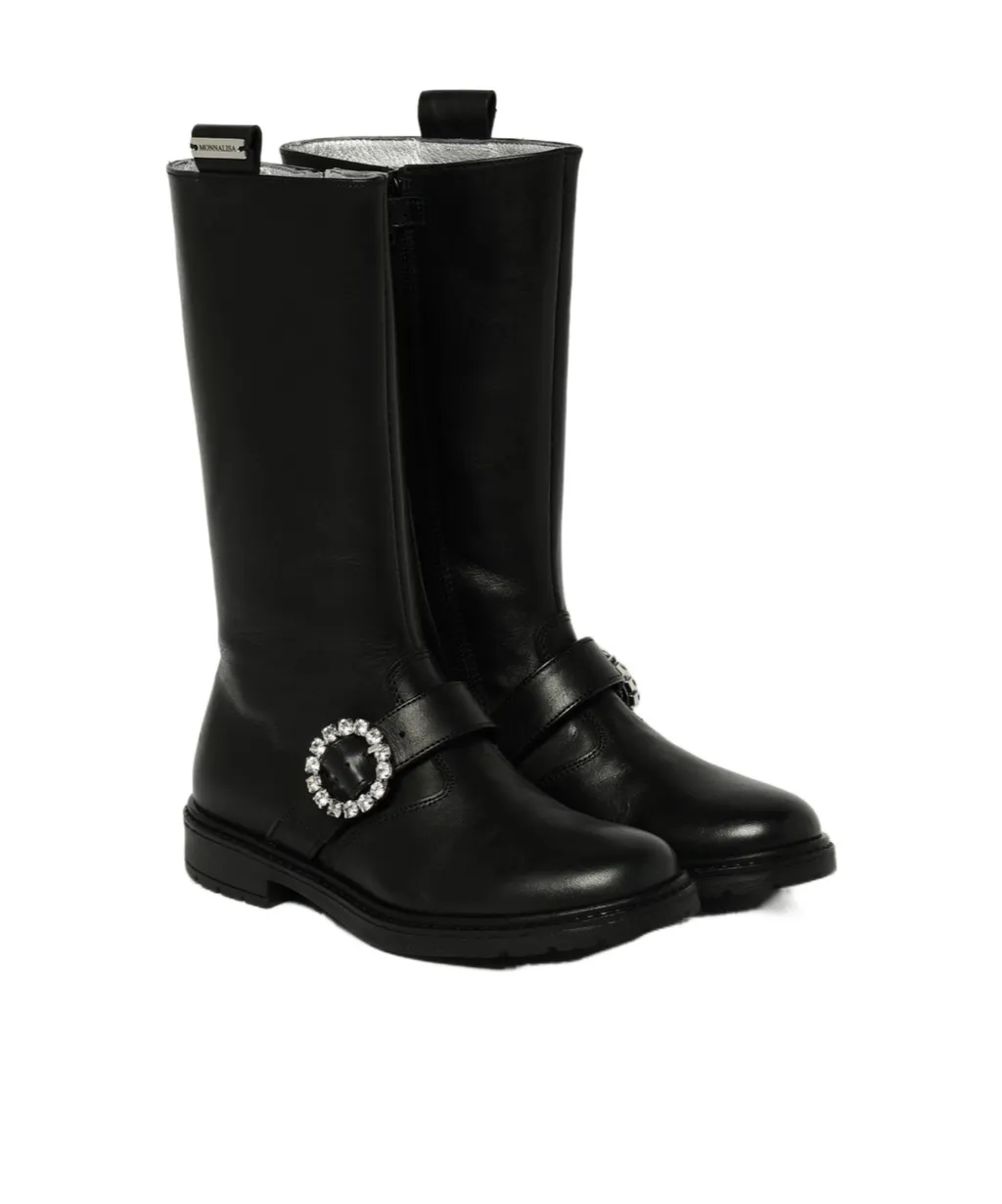 Monnalisa Embellished Pull-On Knee-High Boots