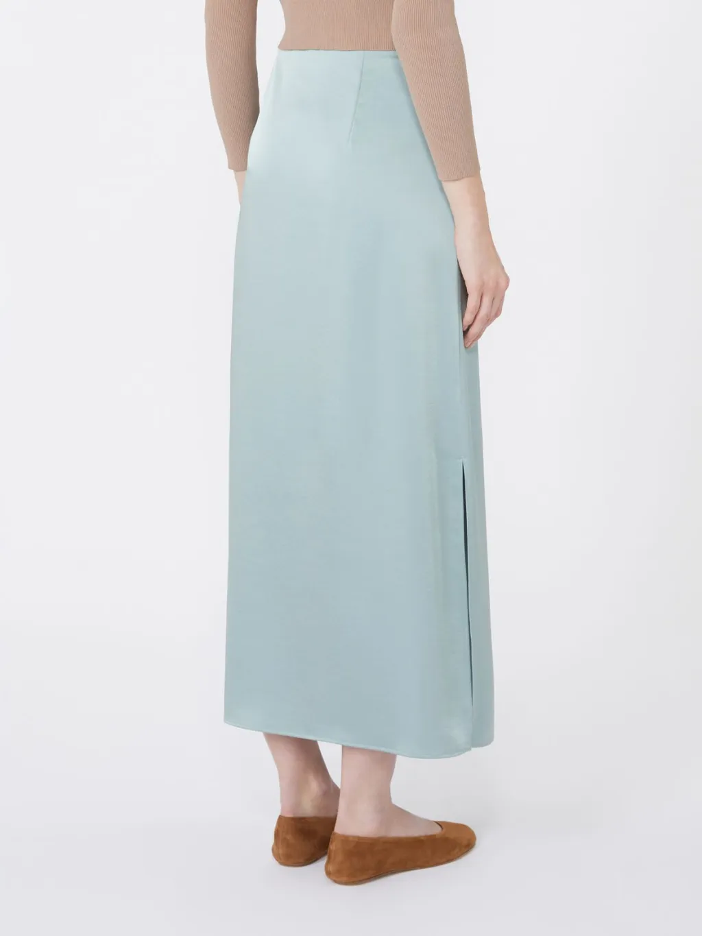 Satin Calf-Length Skirt