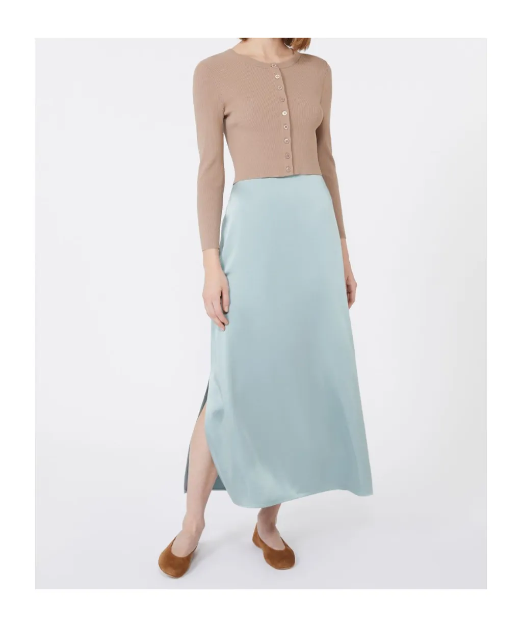 Satin Calf-Length Skirt