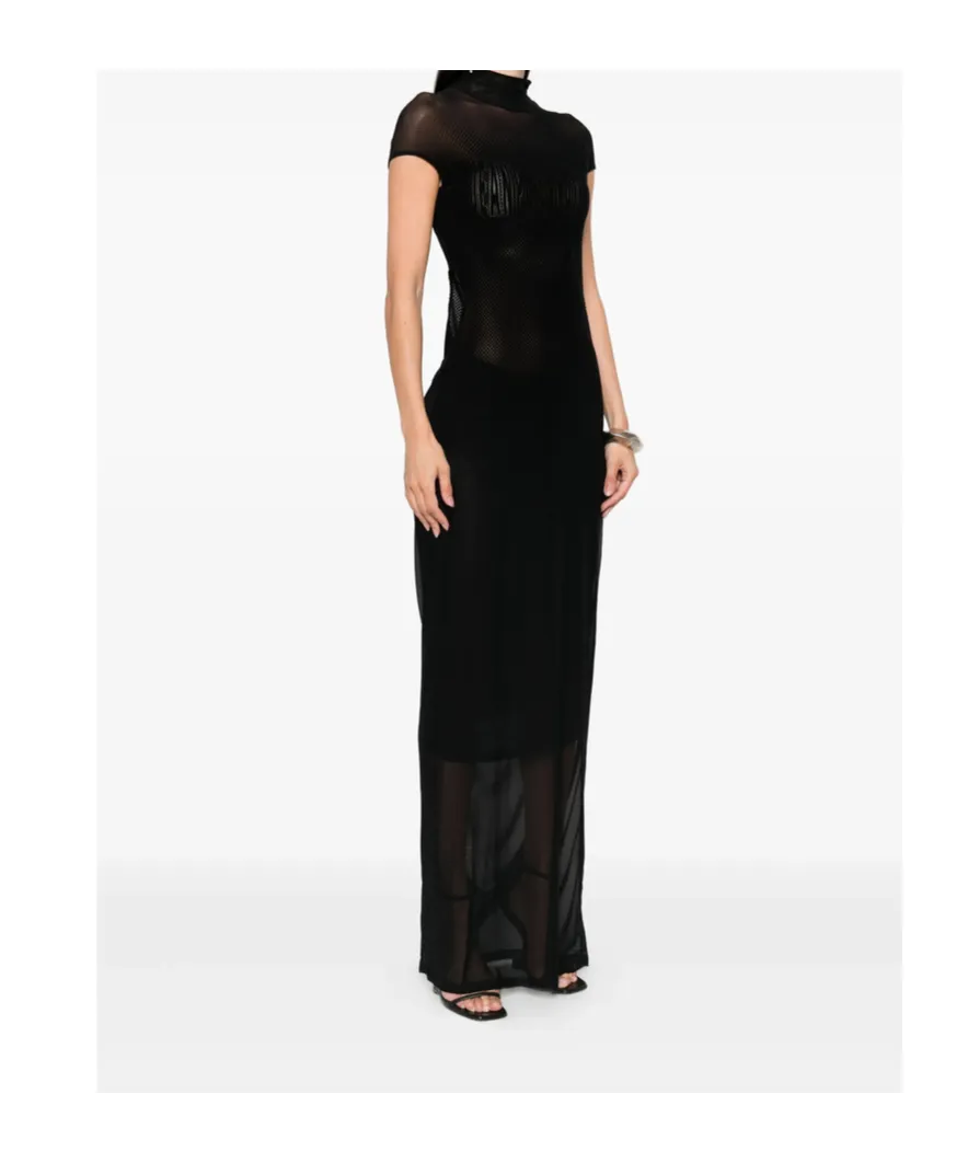 Mesh-Panelled Maxi Dress