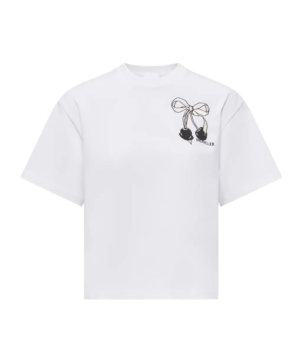 Embroidered Cherry Logo Cotton T-Shirt