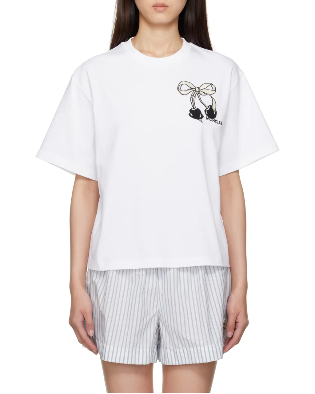 Embroidered Cherry Logo Cotton T-Shirt