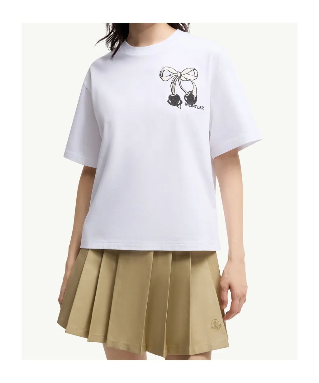 Embroidered Cherry Logo Cotton T-Shirt
