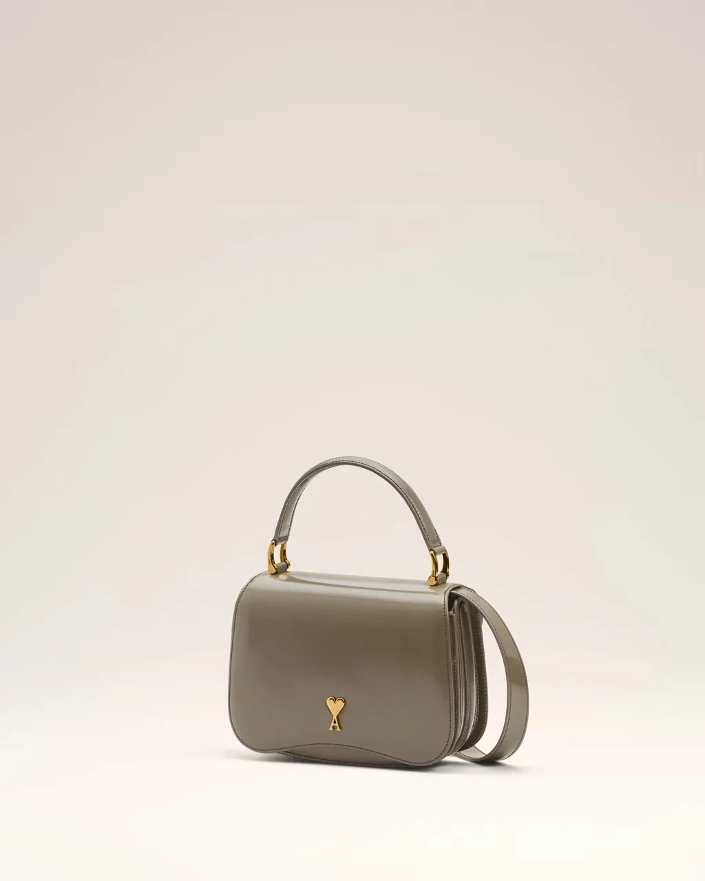 Ami Paris Logo Plaque Foldover Top Shoulder Bag