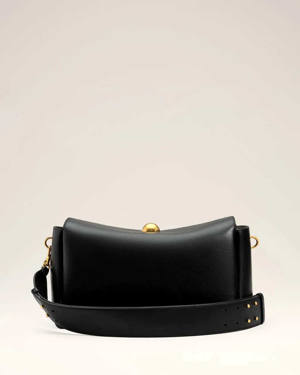 Black Smooth Leather Carrousel Medium Bag