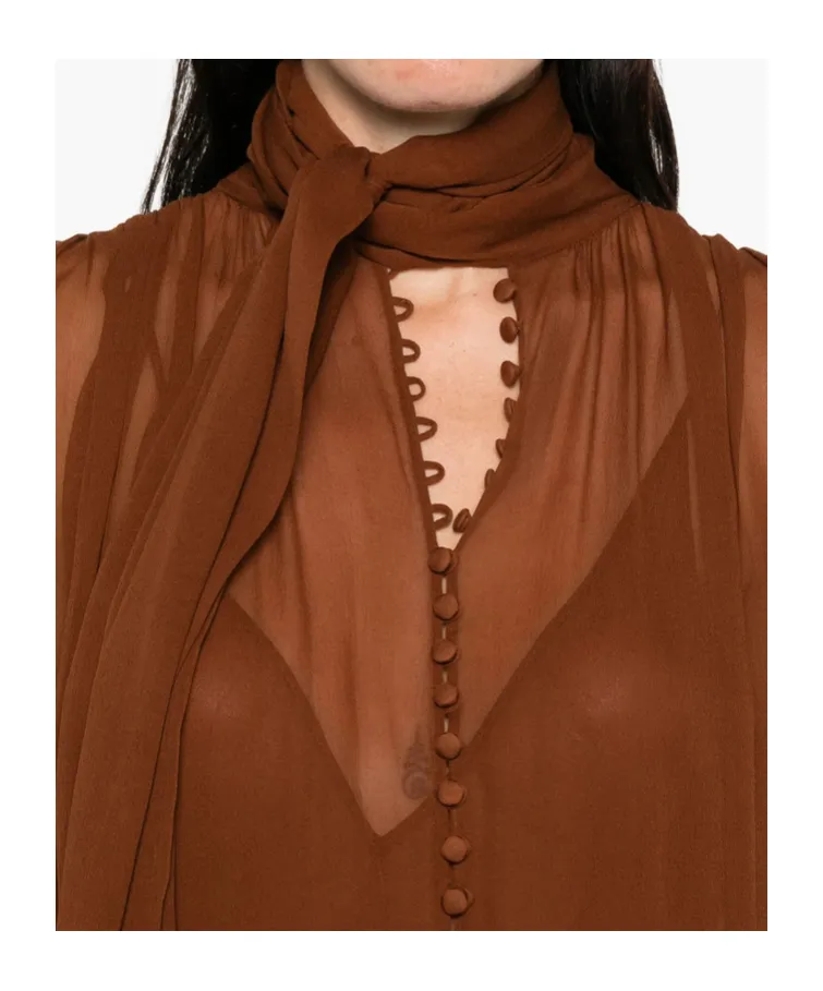 Saint Laurent LavalliÈRe Ruffled Long-Sleeved Dress