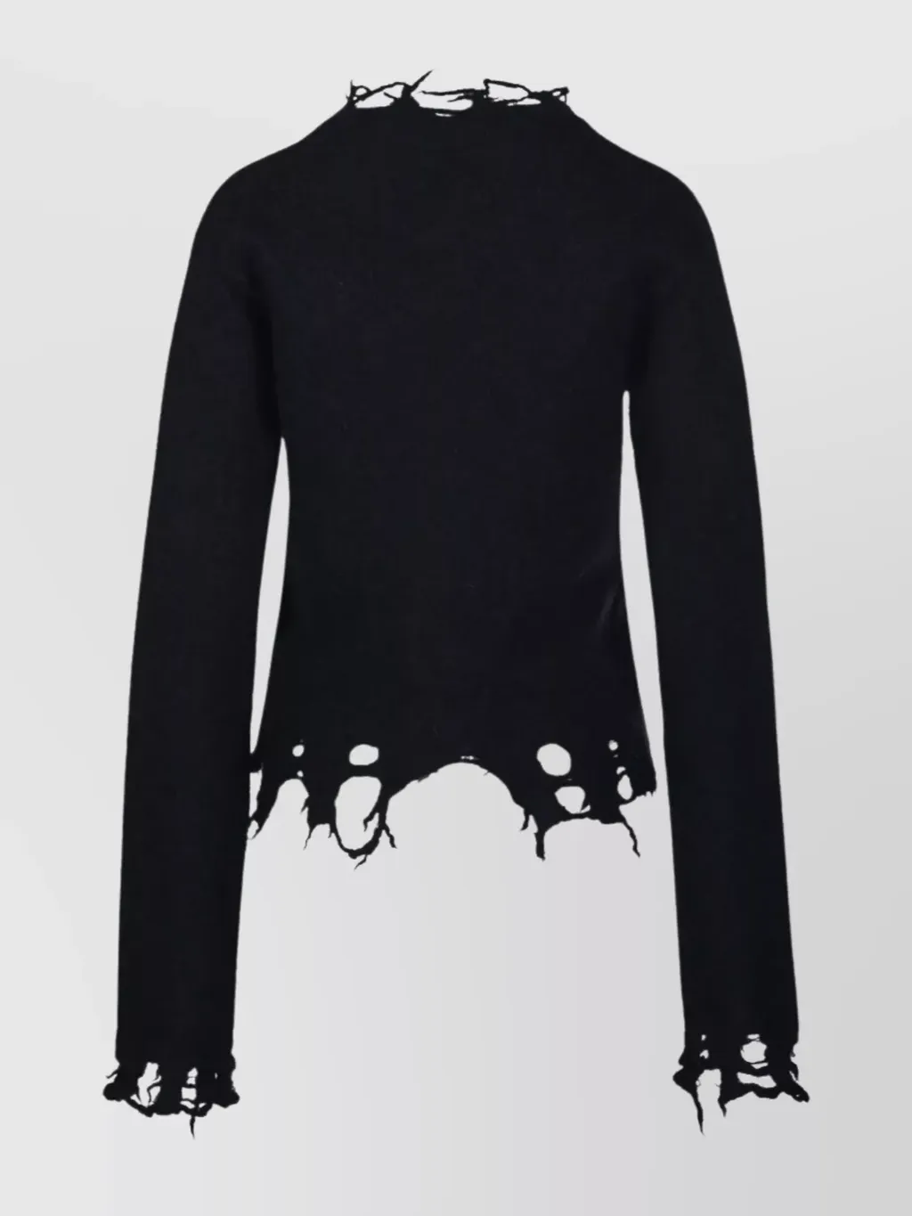Frayed-Hem Distressed Cardigan