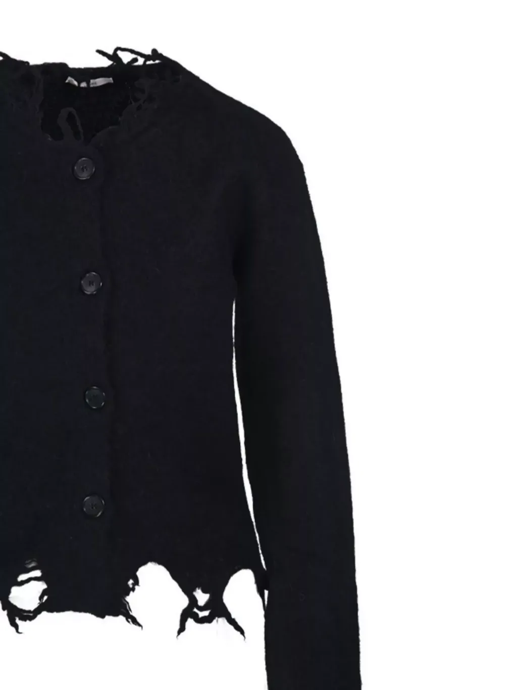 Frayed-Hem Distressed Cardigan