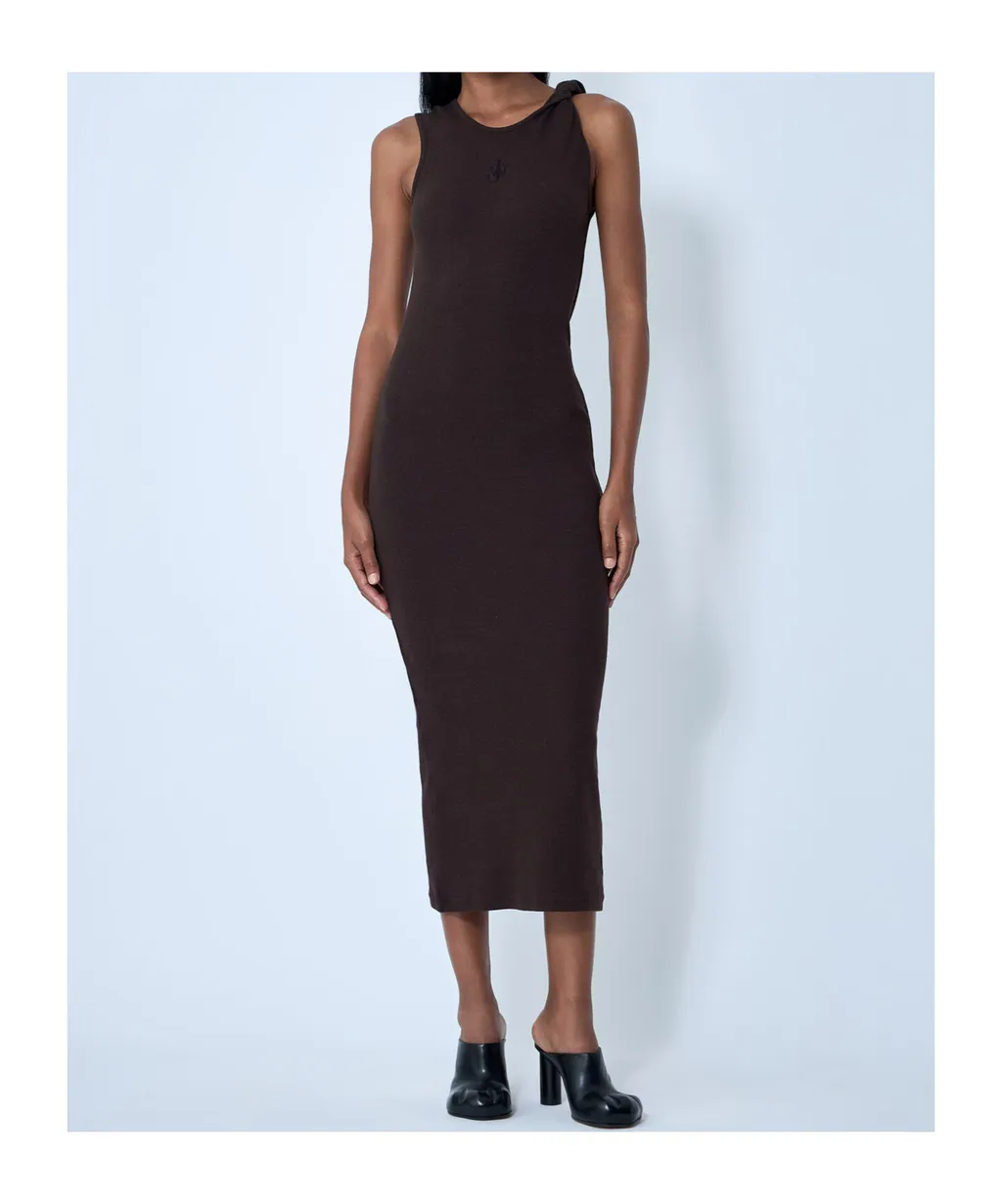Jw Anderson Twisted Strap Ribbed Sleeveless Dress