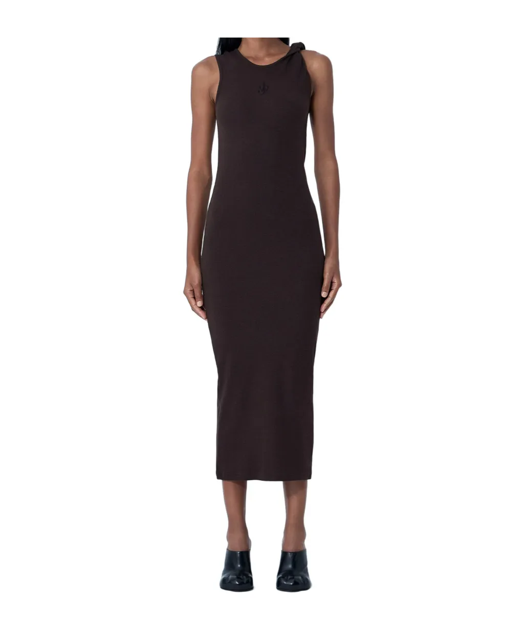 Jw Anderson Twisted Strap Ribbed Sleeveless Dress