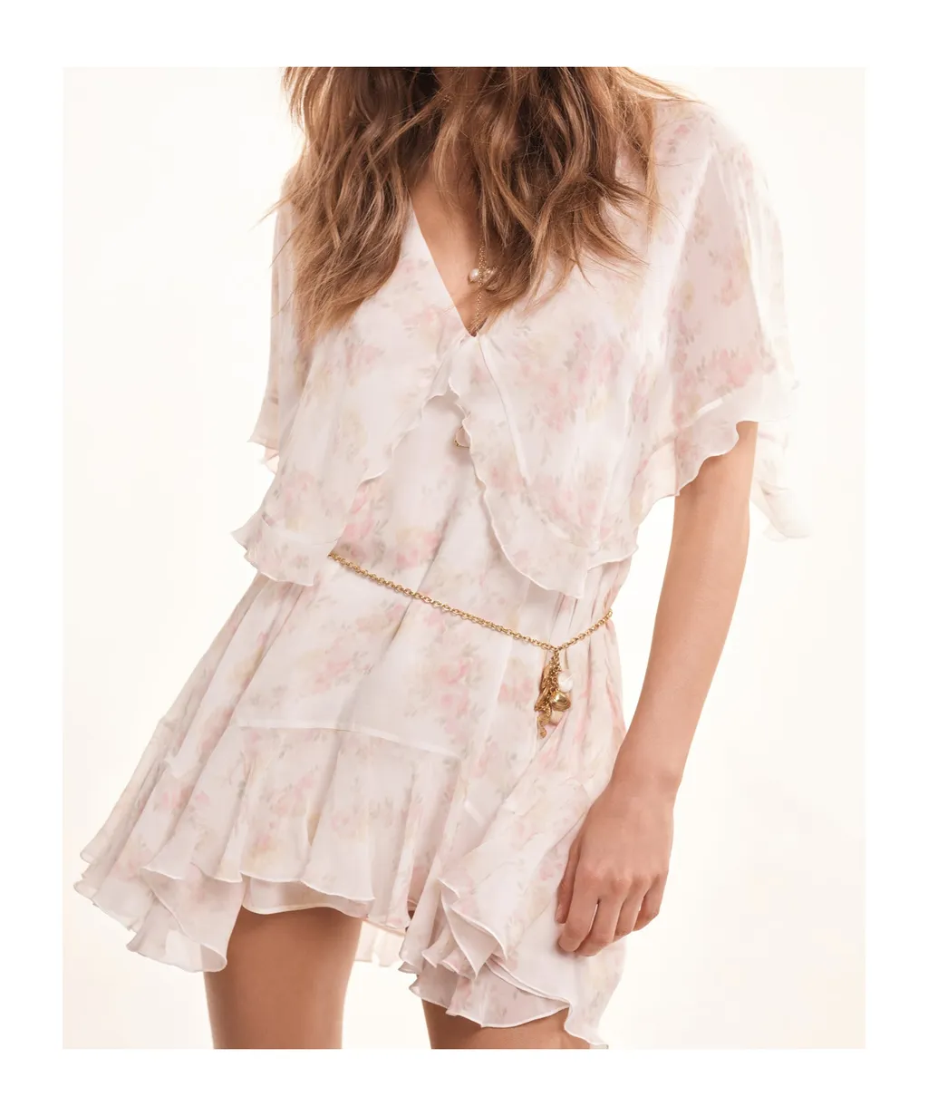Avaline Ruffled Floral-Print Dress