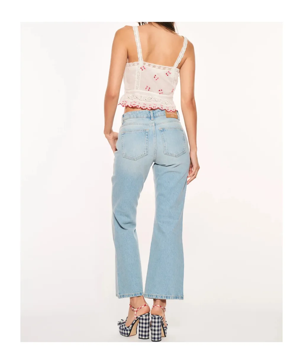 Cherry-Embroidery Jeans