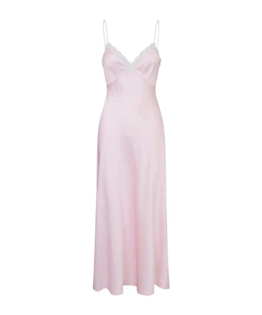 Manuela Lace-Trimmed Polka-Dot Maxi Dress