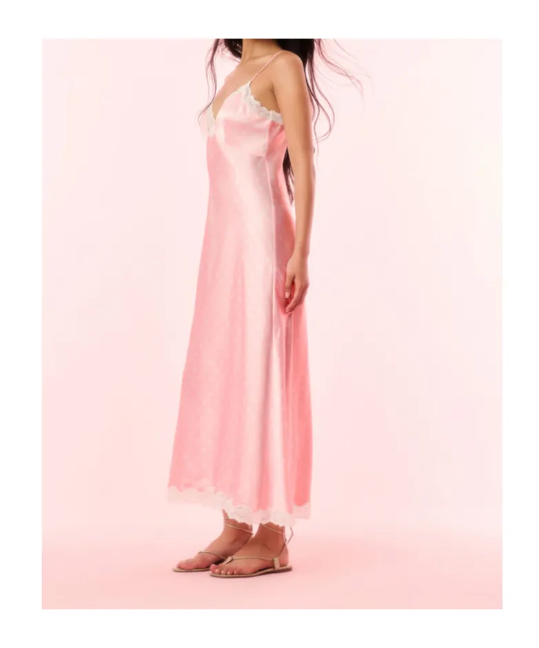 Manuela Lace-Trimmed Polka-Dot Maxi Dress