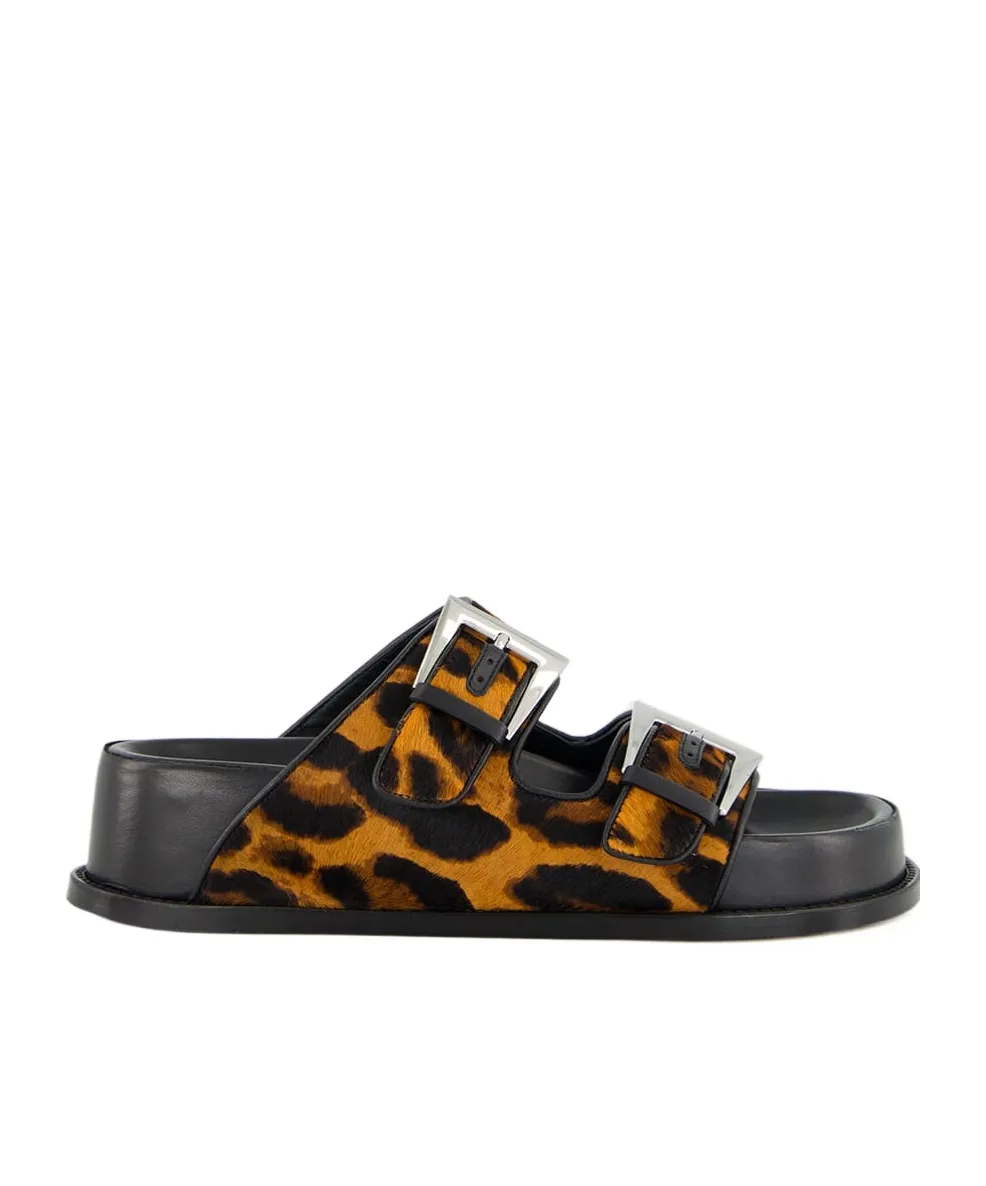 Leopard-Print Flat Sandals