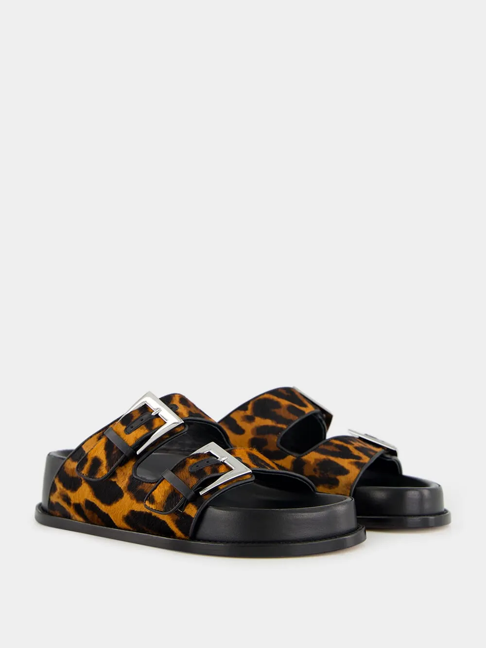 Leopard-Print Flat Sandals