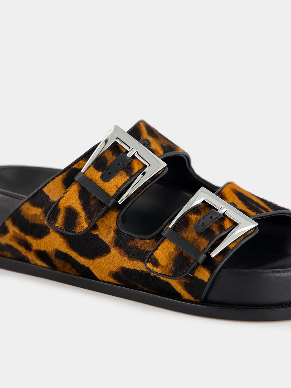 Leopard-Print Flat Sandals
