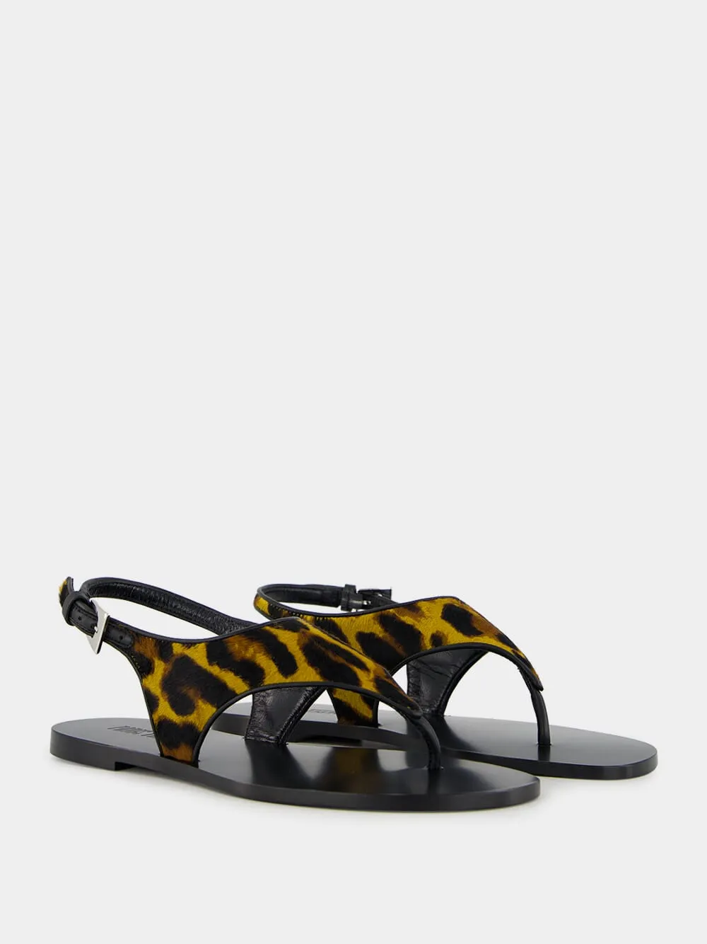 Leopard-Print Flat Sandals