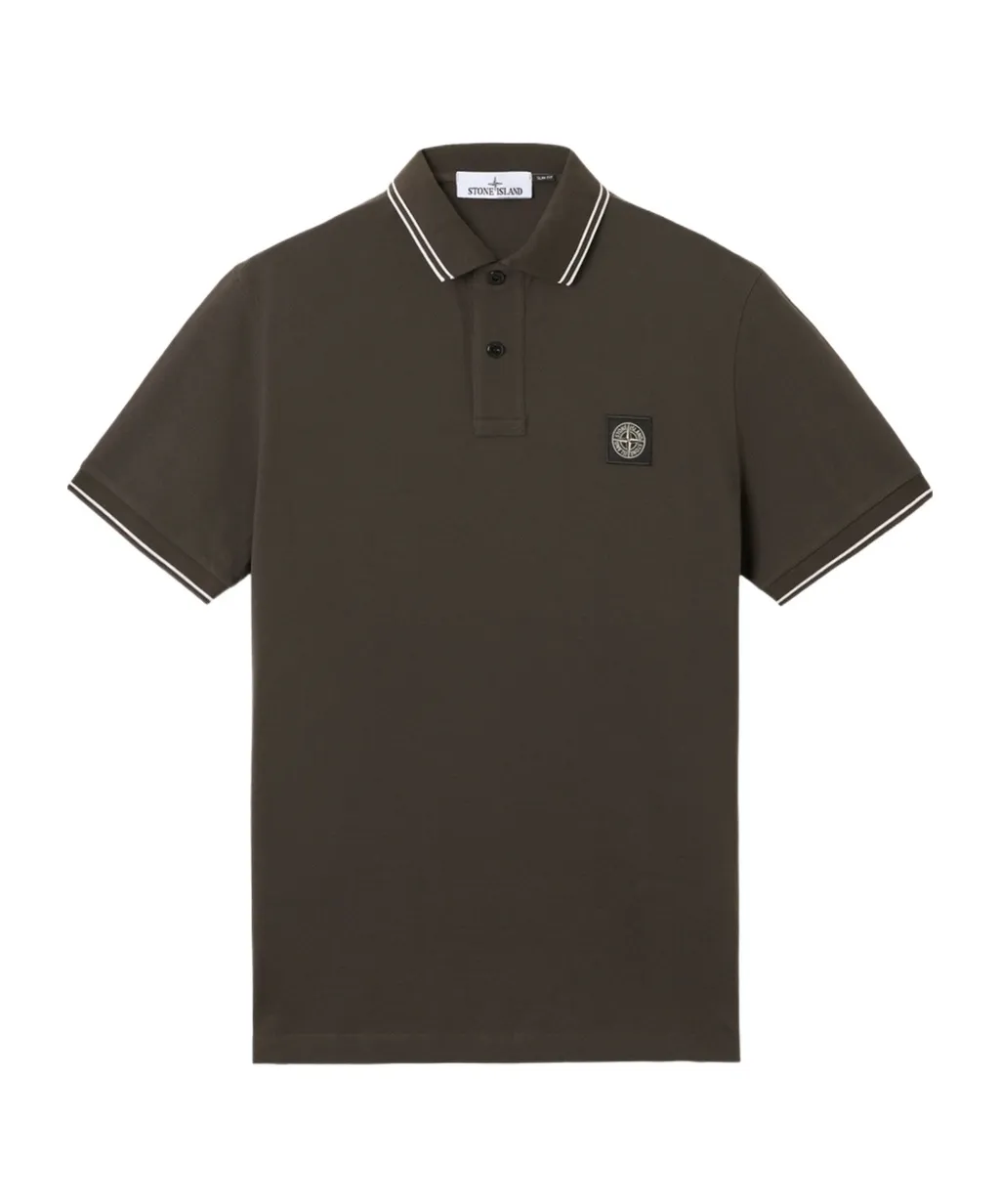 Stone Island Logo Patch Buttoned Polo Shirt