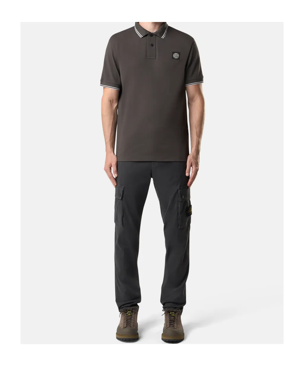 Stone Island Logo Patch Buttoned Polo Shirt
